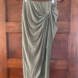 Forever 21 Olive Maxi Skirt with Draped Detail